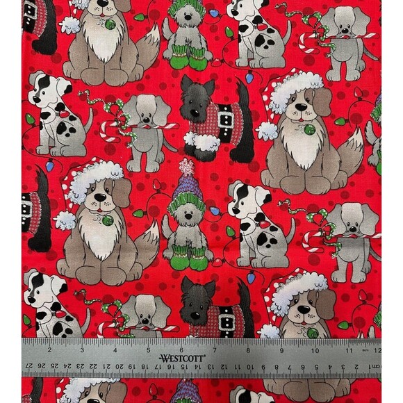 Christmas Holiday Print Fabric 100% Cotton Quilting Dogs Cookies Sweater 2.75 yd - Picture 2 of 5